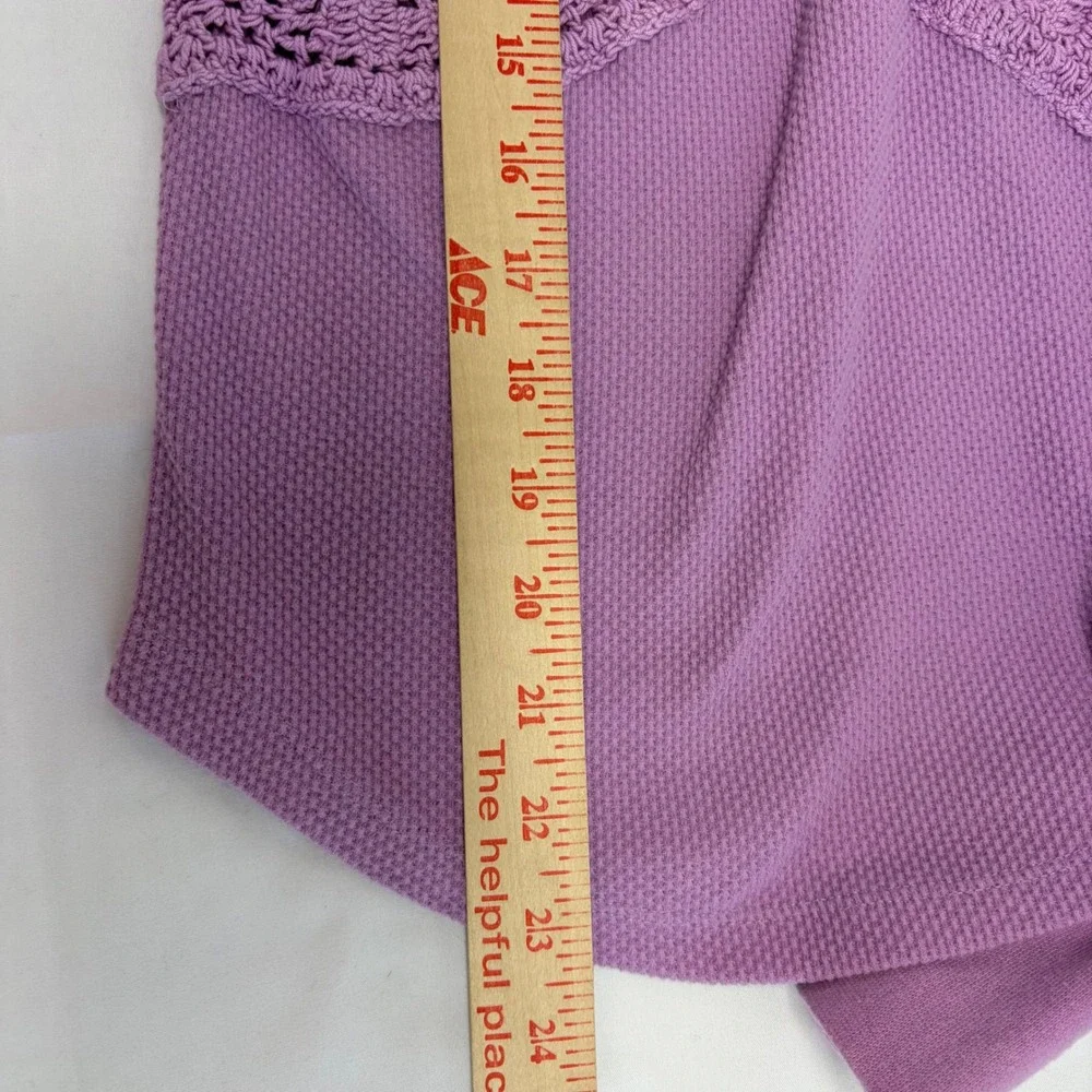 Free People Butterfly Dreams Top Purple Crochet Lace Thermal Small Boho Fairy